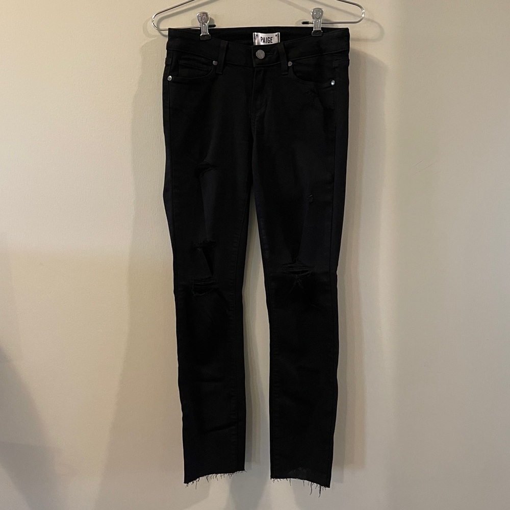 Paige Verdugo Ultra Skinny Black Distressed Jeans